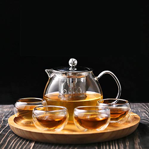 Buy QNMM Safe Tea Kettle,Tea Strainer,Glass Teapot with Infuser Set,Extra 4 Double Wall 46Ml