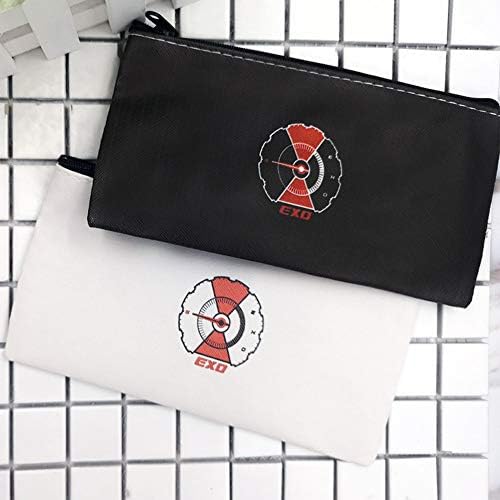 Havenport Blackpink EXO Twice Pen Case Kpop Pencil Bag Pu Pencil Pouch Students Stationery Zipper Bag 2 Packs(Exo (Black and White))