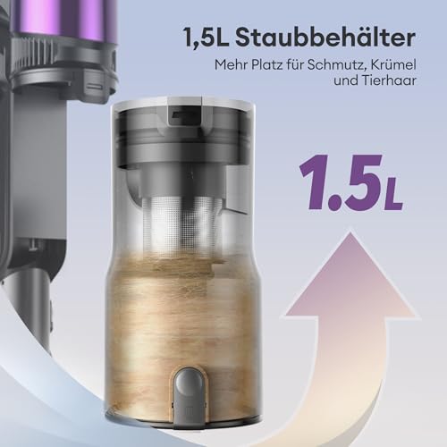 Ultenic U20 Akku Staubsauger, 55000Pa/ 600W/60Min Staubsauger Kabellos Mit Selbststehendes Design, Flexibles Biegegelenk, GreenEye-Technologie, Anti-Tangle Bodenbürste für Hartböden Teppiche Tierhaare 10