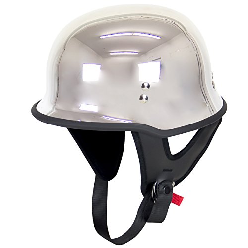 Outlaw t-75 german style chrome half helmet-(medium)