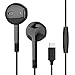 USB Type C Earbuds, Langsdom Earbuds with Mic, Stereo Bass Noise Cancelling Headphones for Sport, E6THeadsets Compatible with Google Pixel 3/2/XL, Xiaomi,Huawei and More Phone (Black)