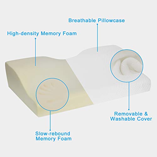 Memory Foam Pillow Neck Pillow for Sleeping, Cervical Pillow for Neck pain, Side Sleeper Pillow Contour Pillow for Side/Back/Stomach Sleeper, Ergonomic Orthopedic Pillow Comfort and Correct Spine