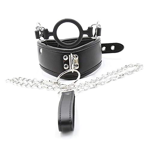 Bondage Masters Fetish and Bondage Neck Collar with O Ring Gag and Leash,