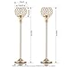 VINCIGANT Pair of 2 Gold Crystal Candle Stand Holders/Dinning Room Table Decorative Candle Lantern Centerpieces for Anniversary