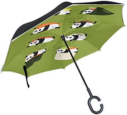 Soresore ソレソレ 逆さ傘 逆折り式傘 長傘 日傘 手離れ C型手元 Uvカット 晴雨兼用 車用 おしゃれ メンズ かわいい 男女兼用 パンダ 店 寿司 グリーン レディース 遮光遮熱 緑 梅雨対策