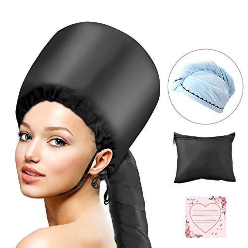 Bonnet Hood Hair Dryer Attachment, ProCIV Soft Bonnet Hooded Hair Dryer Hand Free for Natural Curly Hair Care Deep Conditioning Cap Styling Curling Updated Extended Hose Length With Blue Dry Towel