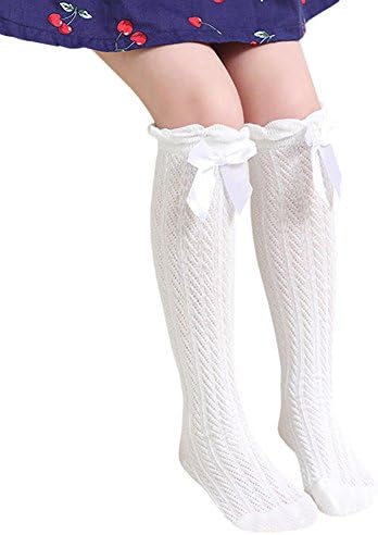 BaiX Little Girls' Solid Bowknot Knee High Tube Socks Tights Leg Warmers