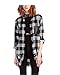 ZANZEA Womens Buffalo Plaid Flannel Shirt Button Down Long Sleeve Tops Collar with Pocket 01 Black 5XL