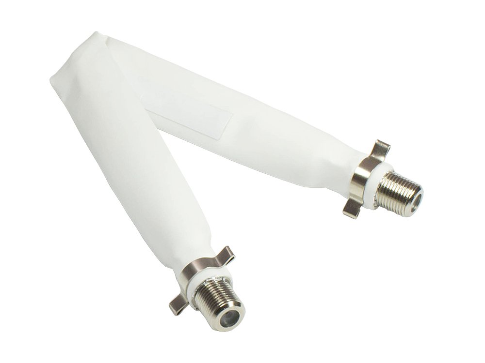 Good Connections® SAT Door/Window Feed-Through F-Coupling to F-Coupling Total Length Including Plug 20 cm Flexible Length 15 cm White