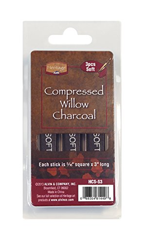 Heritage Arts HCS-S3 Compressed Charcoal Sticks, 3-Piece Clamshell (Soft)