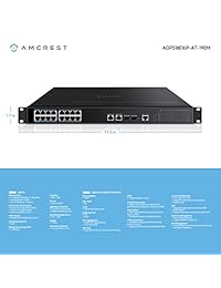 Amcrest Gigabit Uplink de 18 puertos PoE + Ethernet Switch con 16 puertos PoE + (Plus) 802.3 a 240 W SFP óptico, gestionado (agps18e16p at 190 m)