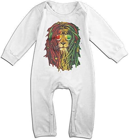 NOXIDN SMWI Baby Infant Romper Lion Rasta Hair Long Sleeve Bodysuit Outfits Clothes,White