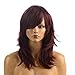Namecute Wine Curly Wigs Costume Long Synthetic Women's Wig Full Cap with Side Bang
