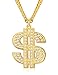 FINREZIO Gold Plated Necklace for Men Hip Hop Jewelry Dollar Sign Pendant