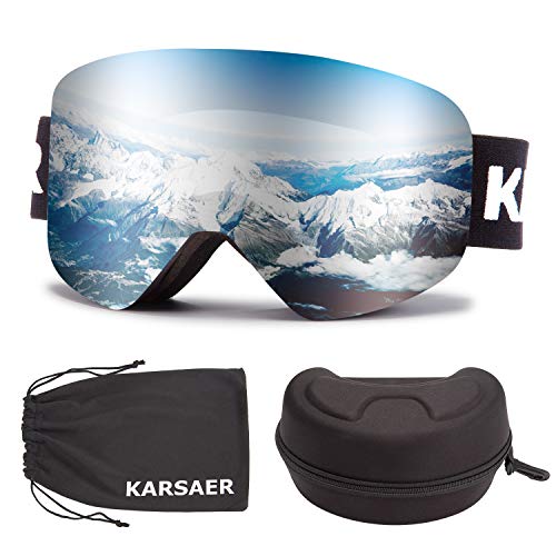 Karsaer Ski Goggles Snowboard Snow Goggles OTG Magnet Dual Layers Lens UV Protection Anti-Fog UV Protection Scratch Resistant Anti-Slip Strap for Men Women - Thumbnail 6