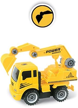 MUKIKIM Construct A Truck - Excavator. Take it Apart & Put it Back Together + Friction Powered(2-Toys-in-1!) Awesome Award Winning Toy That Encourages Creativity! …