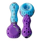 Indestructible Honeycomb Silicone Straw with Cleaner Cover and Glass Free Decor Bowl Inside (Purple/Blue)