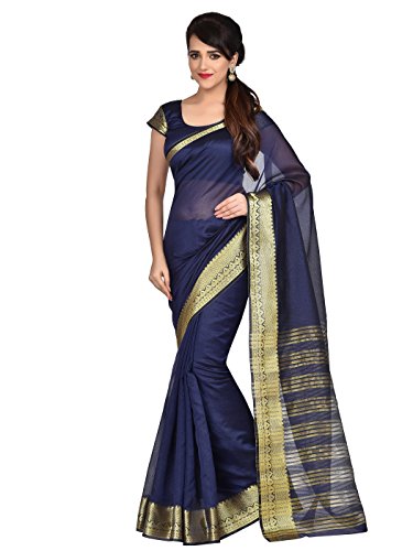 Shonaya Women's Woven Work Banarasi Art SIlk Navy Blue Designer Saree With Unstitched Blouse Piece