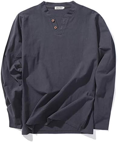 LOCALMODE Men Linen and Cotton V Neck Short Sleeve T Shirts Casual Tee