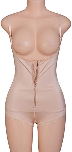 Zarbrina Women Latex Rubber Zipper Body Shaper Waist Trainer Bodysuit