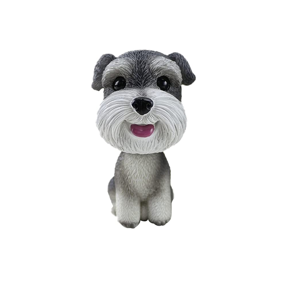 Upxiang Dog Bobblehead Schnauzer Mini Figurine Bobble Head Dogs Car Dash Ornament Cute Shaking Head Nodding Dog Puppy Figurine for Car Vehicle Decoration
