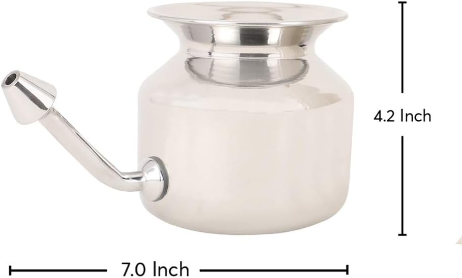 HealthAndYoga(TM) SteloKleen Neti Pot - Stainless Steel - Sterilizable Nasal Wash - Image 4
