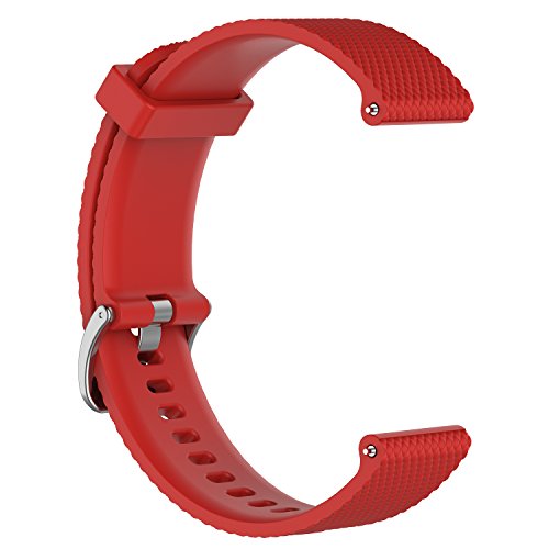 MoreToys Silicone Watch Band Replacement Wristband Strap for Garmin Vivoactive3/Vivomove HR/Vivomove, Smasung Gear Sport/S2 Classic, Moto 360 2nd Gen 42mm, Tiwatch e/tiwatch 2 (Small, Red)
