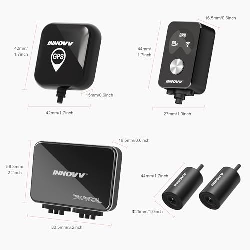 K7 Front and Rear Dash Cam with EIS Anti-Shake 2K + 2K @ 30FPS or 1080P + 1080P @ 60fps Motorcycle Camera, GPS, Wi-Fi, 24 Hours G-Sensor, Waterproof Motorcycle Camera Support 512GB Max