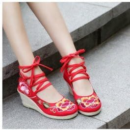 Red embroidered Chinese style charm embroidered national wind wedges waterproof high-heeled shoes women shoes 40 yards