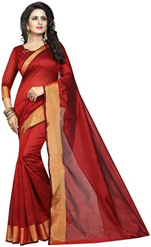 FabDiamond Women's Cotton Saree with Blouse Piece
