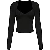 Floerns Women's Y2k Long Sleeve T Shirts Going Out Sweetheart Neck Fall Clothes Tee Tops