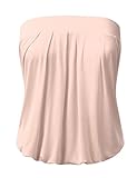 DRESSIS Wowen's Solid Natural Pleated Tube Top ROSE 3XL