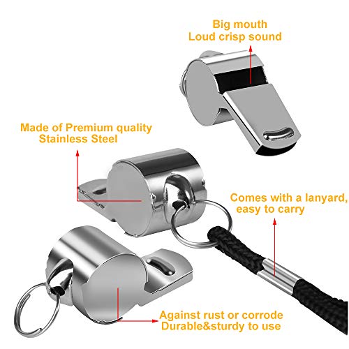 Hicdaw 6 Packs Whistle Sports Coach Whistles Loud Whistles with Lanyard 5 Colorful Plastic and 1 Stainless Steel Metal Whistles for Coaches, Referees and Officials