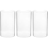 Hemobllo Windproof Clear Glass Cylinder Candle Holder 3 Pack Open Ended Candle Tube Shades 2.36 Inch Diameter 5.9 Inch Height for Home Decor and Romantic Atmosphere