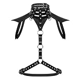 FEESHOW Men's Faux Leather Body Chest Harness Belt Warrior Steampunk Armor Costume Adjustable Black One Size