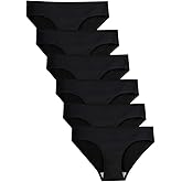 Ayshie Women's Soft Seamless Bikini Cut Underwear Ladies 6 Pack Ice Silk No Show Hipster Low Rise Half Back Invisible Panties (US, Alpha, Small, Regular, Regular, 6Blacks)