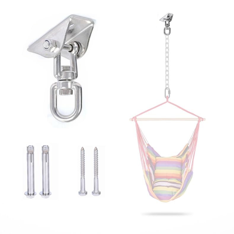 zalati Swing Hanger Hammock Brackets 250KG Capacity SUS304 Stainless Steel Heavy Duty for Swing Chairs Sandbag Hanging - 360° Rotation