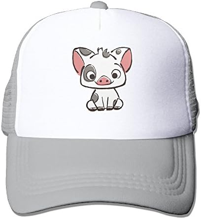 Uzhongquux Little Pig Summer Mesh Cap With Adjustable Snapback Strap Ash