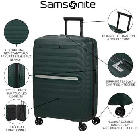 Neo Flux - Spinner S Slim, Bagage À Main Extensible, 55 cm, 39/45 L, Noir (Black)