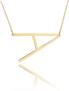ETHOON Sideways Initial Necklace Gold 