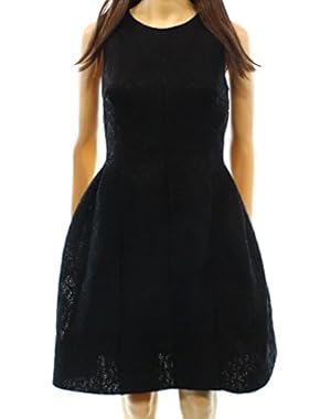 Calvin Klein Embossed Lace Women's Flare Sheath Dress Black 10