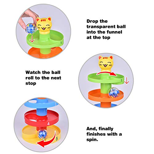 image for FUN LITTLE TOYS Cat Ball Drop Toys for Baby and Toddler, Learning Towe