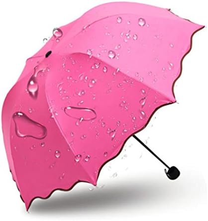 OUBAO Princess Magic Flowers Sun/Rain Folding Umbrella (Hot Pink)