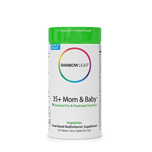 Rainbow Light - 35+ Mom & Baby, Daily Pre & Postnatal Food-Based Multivitamin to Support Fetal Development and a Healthy Pregnancy with Folate, Choline and B Vitamins, Vegetarian, 60 Tablets (Best Prenatal Vitamins For Older Moms)