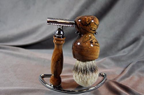 Maple Burl Shaving Set w/ AAA Badger Hair Brush