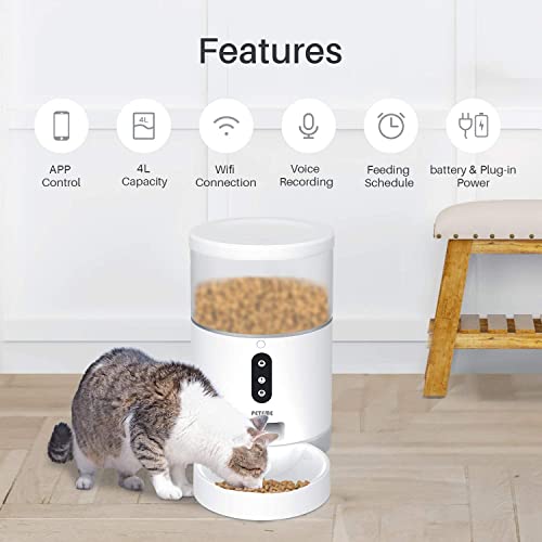 Peteme Automatic Cat Feeder, Smart Pet Feeder for Small Animals, Cat