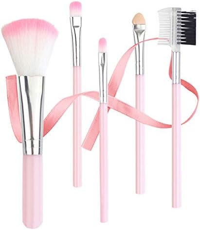 Professional 5pcs Eye Brushes, Beauty Face Eye Makeup Brushes Kit, Natural Soft Shading Blending Blush, Cosmetic Tool for Lip Liner Eyebrow Eyelash Concealer Contour Cream Powder（Pink）