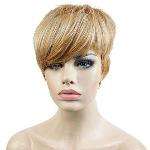 Lydell Short Asymmetry Side Bang Straight Wig Full Synthetic Wigs #27-613