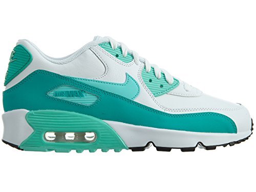 Nike Air Max 90 Letter Big Kids Style Shoes : 833376, White/Hyper Turquoise/Clear Jade, 4 