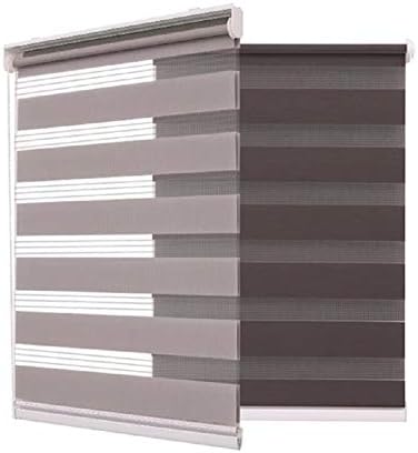 Day and Night Zebra Roller Blind Double Fabric Translucent or Blackout Vision Curtains for Window and Door with Aluminium Cassette17.5''*59''(45cm*150cm Grey)